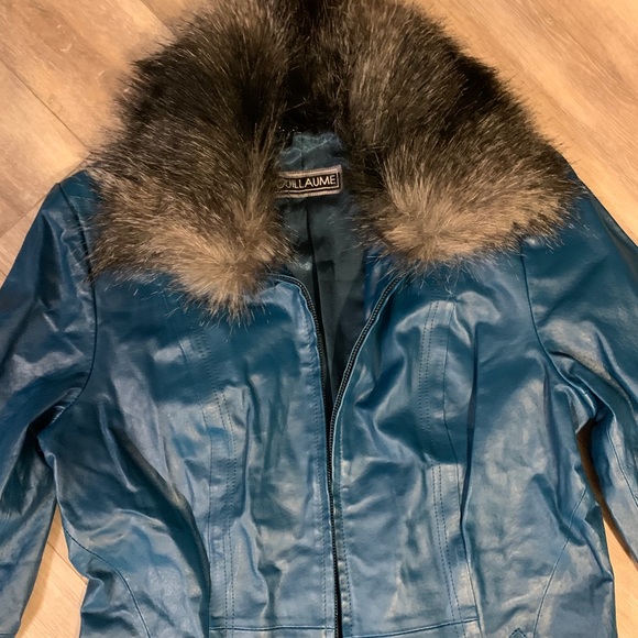 Guillaume women’s leather jacket - Small Teal/blue - Picture 2 of 6